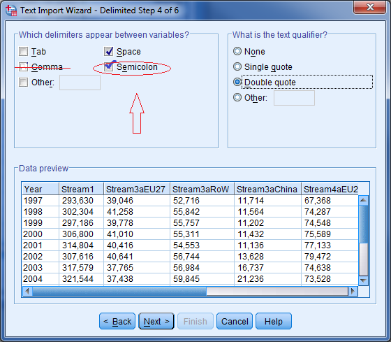 excel naar SPSS data import stap 4